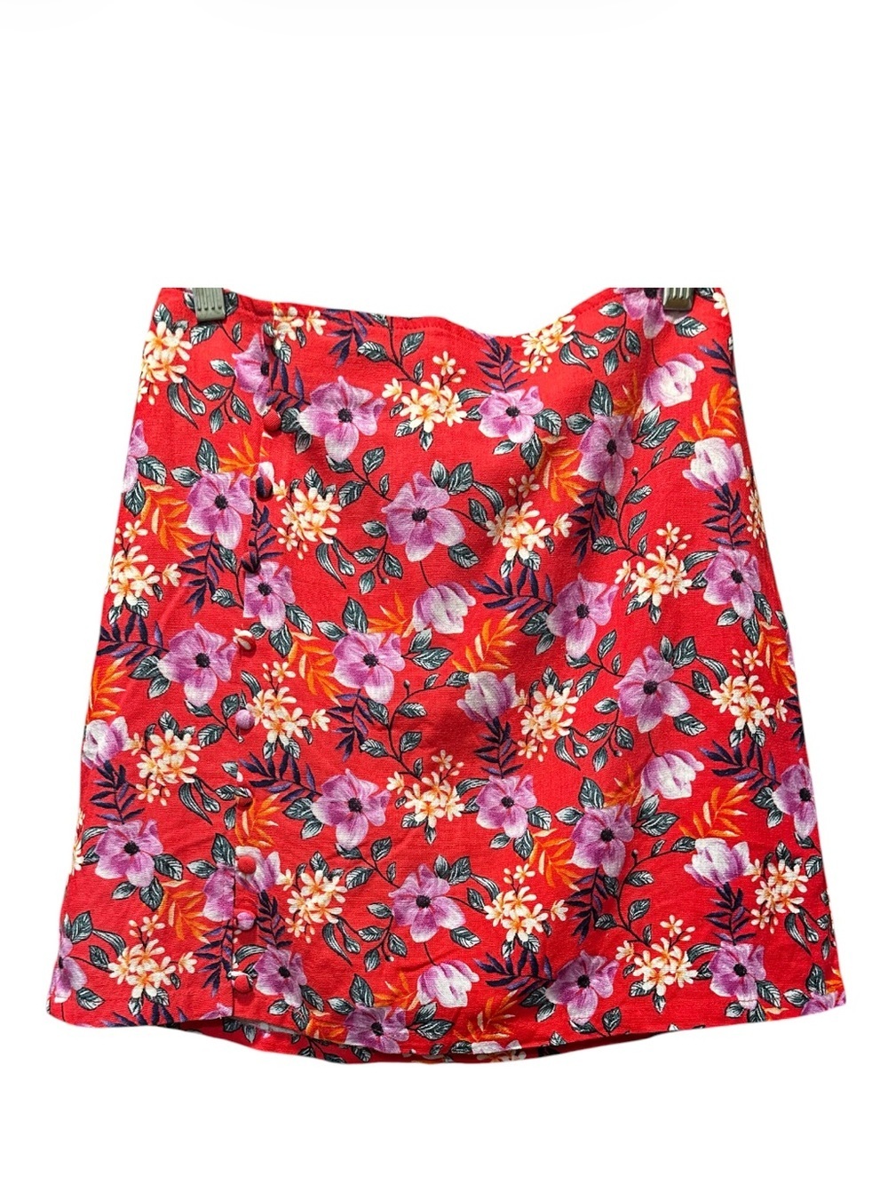 Mi Ami/Francesca’s Red Floral A-Line Skirt